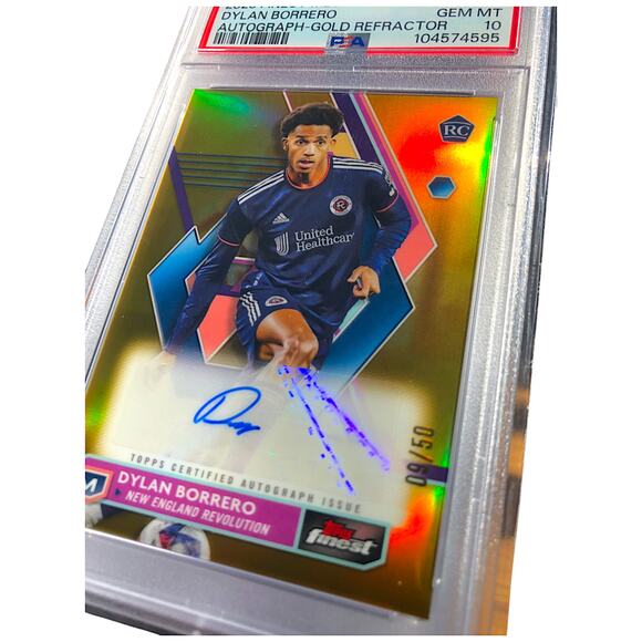 2023 Topps Finest MLS Auto Gold Refractor ADB Dylan Borrero Revolution /50 PSA10 - Picture 5 of 8